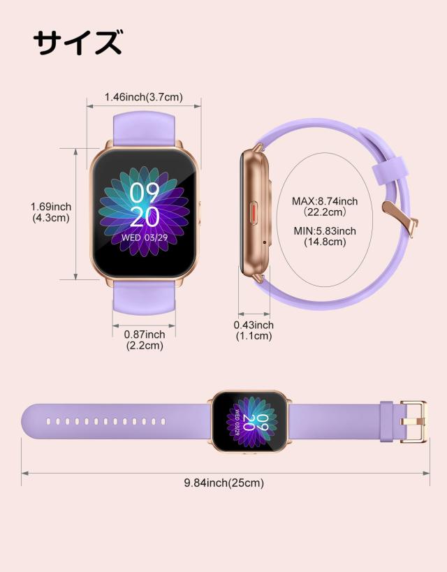 RUIMEN スマートウォッチ 通話機能付き レディース Smart Watch iPhone