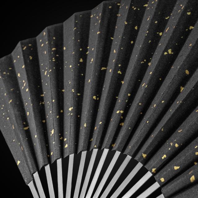 FEGVE] チタン ブラック 扇子 メンズ 折りたたみ式 紳士用 着物 和装