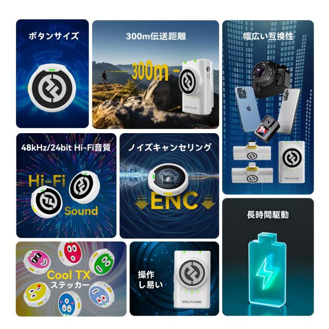 Hollyland「DGP Mobile 2024金賞」「晋遊舎家電批判A評価」 Lark M2 Combo -ワイヤレスマイク-ピンマイク-軽量9g-48Khz/24Bit-Lightingシ_1