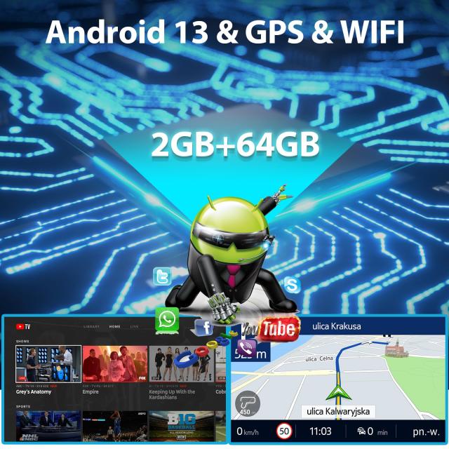 Hodozzy 2GB+64GB カーラジオAndroid GPS の Navi のアンドロイド無線 Carplay、Android Auto,、7インチのタッチスクリーン1080Pスクリー_1