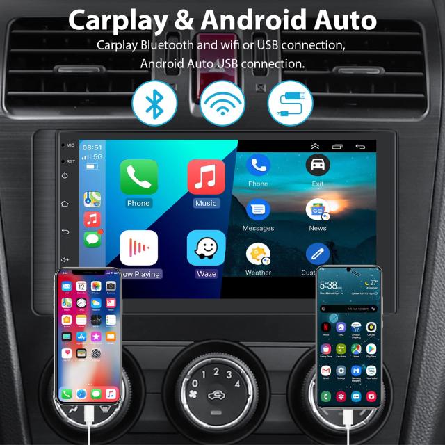 Hodozzy 2GB+64GB カーラジオAndroid GPS の Navi のアンドロイド無線 Carplay、Android Auto,、7インチのタッチスクリーン1080Pスクリー_2