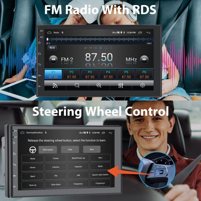 Hodozzy 2GB+64GB カーラジオAndroid GPS の Navi のアンドロイド無線 Carplay、Android Auto,、7インチのタッチスクリーン1080Pスクリー_3