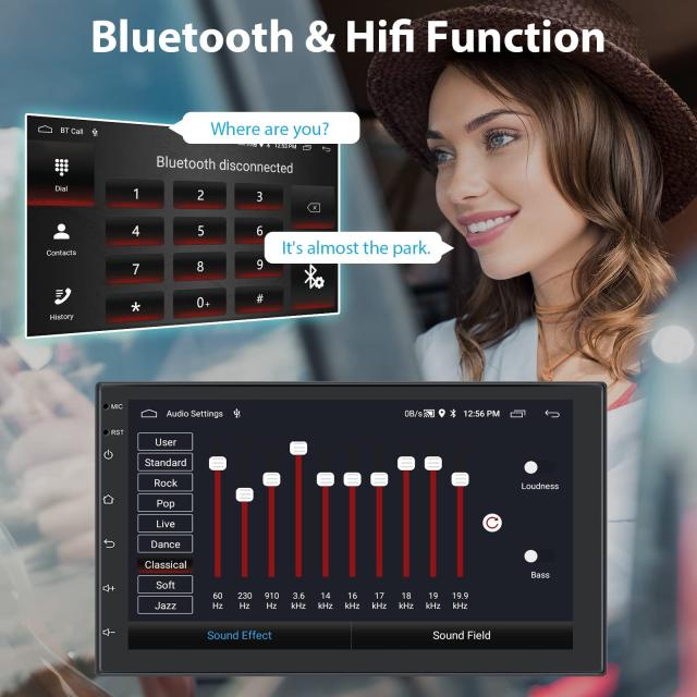 Hodozzy 2GB+64GB カーラジオAndroid GPS の Navi のアンドロイド無線 Carplay、Android Auto,、7インチのタッチスクリーン1080Pスクリー_4