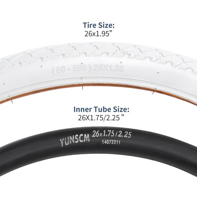 YunSCM 2本セット,26 1.95 タイヤ 白,26x1.95 50-559 タイヤ カラー + 26x1.75/2.25 チューブ 肉厚 米式バルブ32mm +タイヤレバ,適用 26