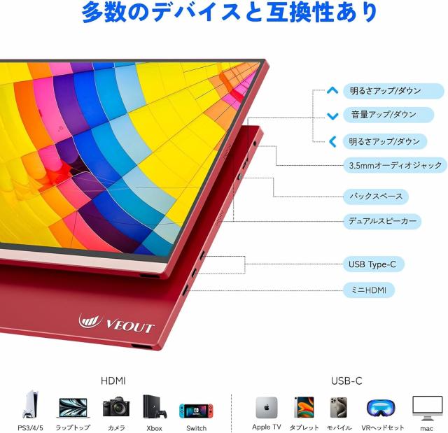 モバイルモニター16 インチ 1920*1200P IPS ポータブルモニターUSB-C搭載Freesync HDMIゲーミングモニター 動脚付き4色選択可能0.3超薄型