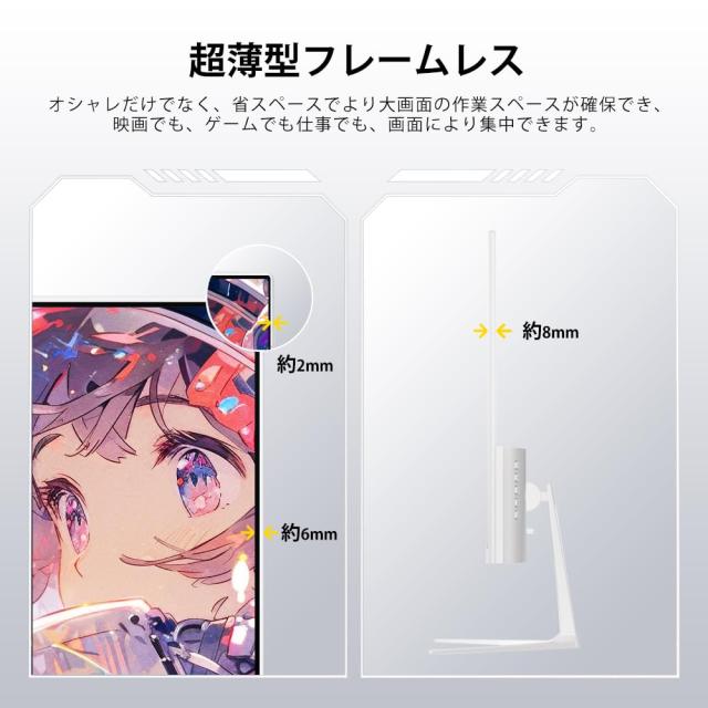 cocopar モニター 24.5インチ 白 Type-C接続可 ゲーミングモニター