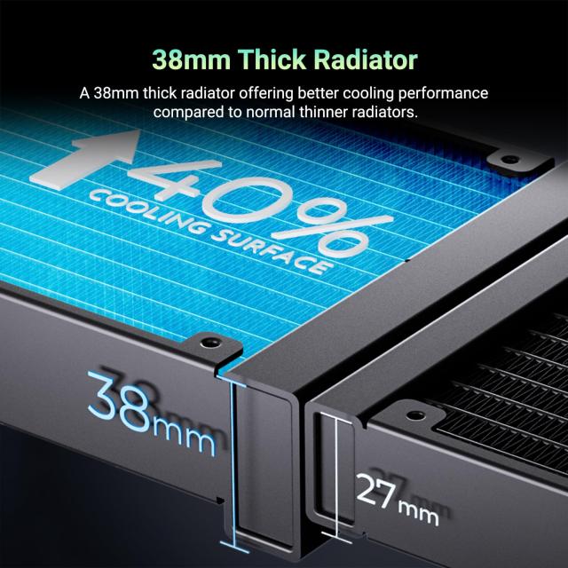 ID-COOLING DX360 MAX 液体CPUクーラー 360mm ARGB AIOクーラー、厚さ38mmのラジエーター、3つの120mm高効率ファン、ゼロRPMサポート、In_3
