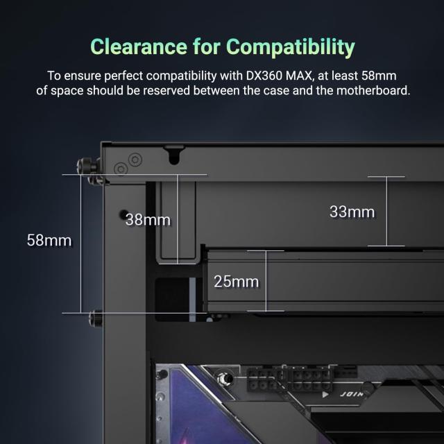 ID-COOLING DX360 MAX 液体CPUクーラー 360mm ARGB AIOクーラー、厚さ38mmのラジエーター、3つの120mm高効率ファン、ゼロRPMサポート、In_5