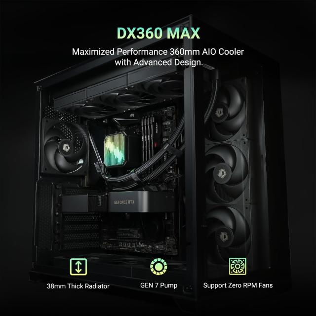 ID-COOLING DX360 MAX 液体CPUクーラー 360mm ARGB AIOクーラー、厚さ38mmのラジエーター、3つの120mm高効率ファン、ゼロRPMサポート、In_7