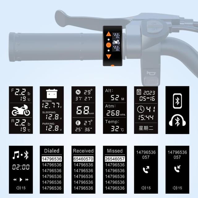 VSYSTO バイク用ドライブレコーダー 0.96インチOLEDディスプレイ タイヤ空気圧検知機能 WIFI 前後レンズ1080P 25FPS 有線リモコン GPS Bl