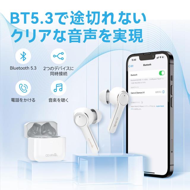 イヤホン型 集音器 高齢者向け 音声増幅 36時間使用 高速充電式 白 集音器 Bluetooth5.3 ワイヤレス 高齢者向け 長時間使用 高速充電式