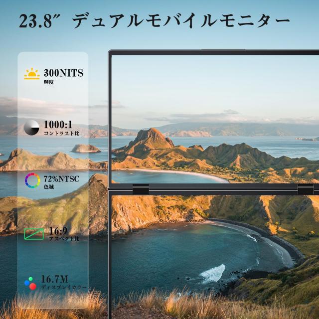 KEEPTIME デュアル モバイルモニター 15.6インチ ドライバー不要 FHD1080P トリブルモニター 2画面モニター 折りたたみ式デュアルディス_1