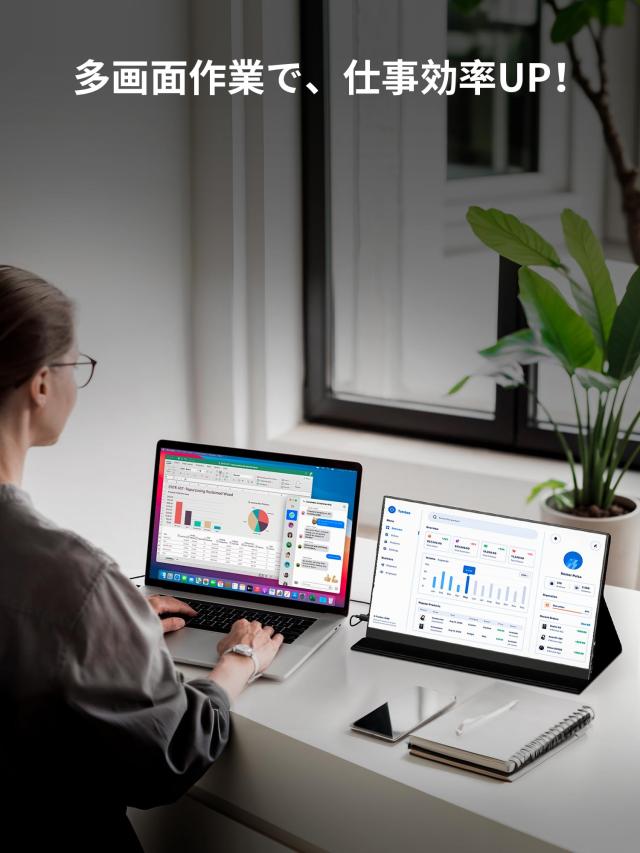 KEEPTIME モバイルモニター 15.6インチ タッチパネル モバイルディスプレイ 1920x1080FHD 軽量 薄型 ポータブルモニター USB Type-C/Mini