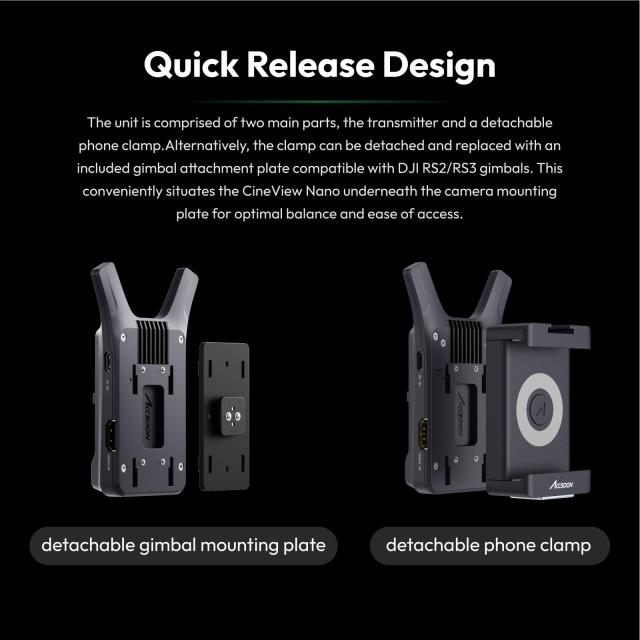 【Accsoon直営店】 ACCSOON CineView Nano ワイヤレス 映像伝送システム 送信機 1080p 60fps ？0.06s 低遅延 150mの伝送距離 同時に4台のI