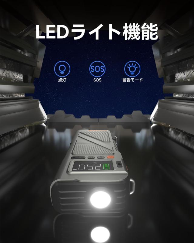 ジャンプスターター 5000Aピーク電流モバイルバッテリー機能 LEDライト