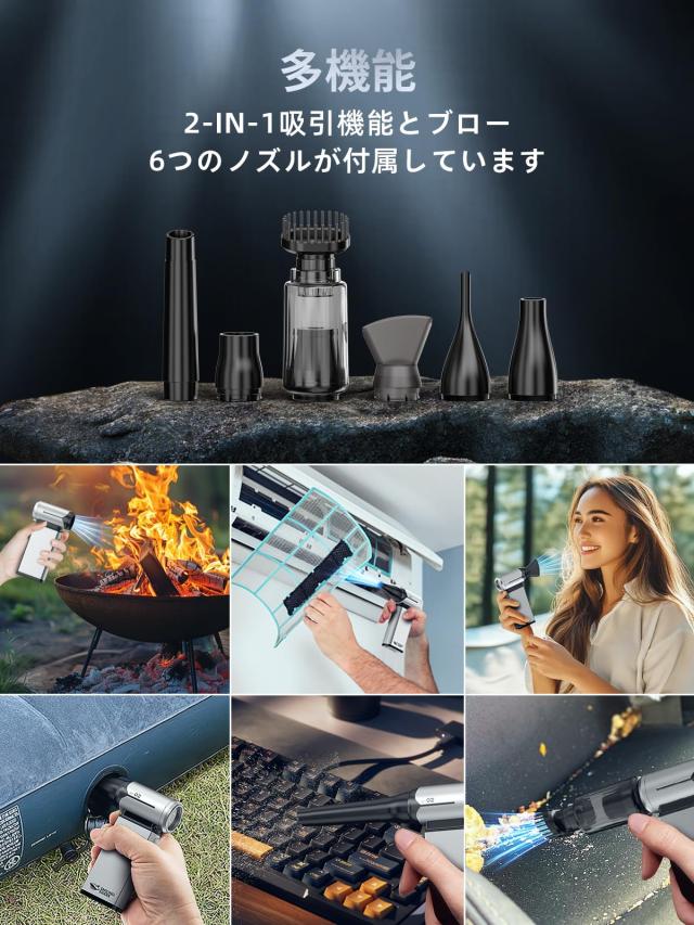 Smiling Shark 電動エアダスター J02,【アルミニウム合金製・超高風速