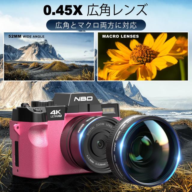 NBD 4K 4800万画素・120FPSデジタルカメラ【Wi-Fiとアプリ制御・16種のアクセサリー】16倍ズーム AF 機能付き 一眼レフカメラ | マクロ+_3