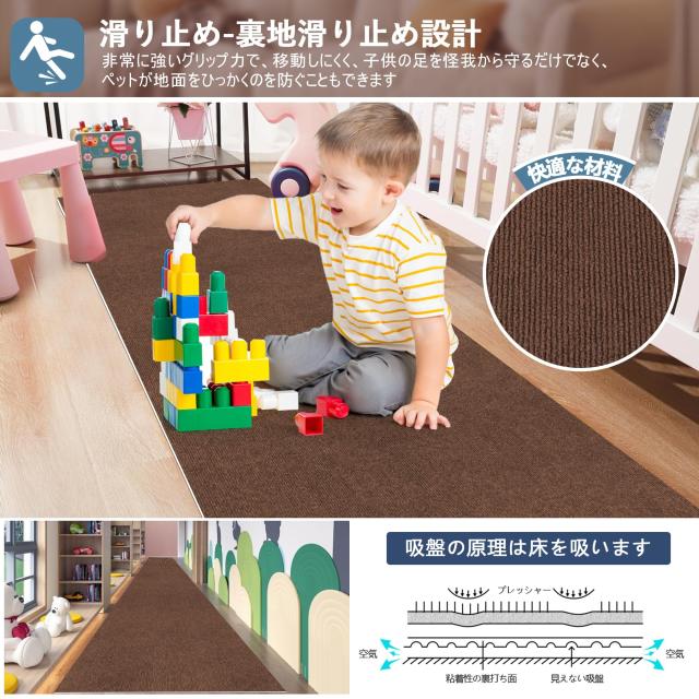【Amazon 限定ブランド】YIDIHO 廊下敷き TPR ラグ 約80×600cm 厚さ4 mm ロングマット 階段マット 廊下マット 防音 ロールマット 無地