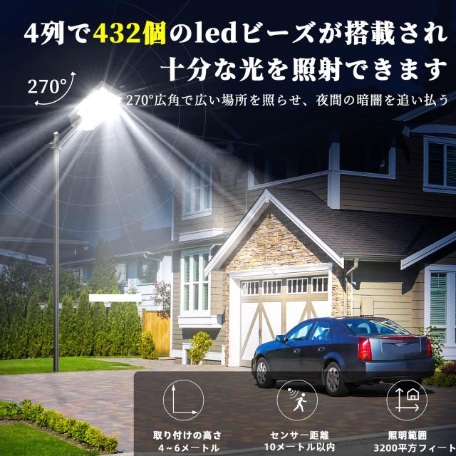 【強力・爆光】Gefolly ソーラーライト 屋外 街灯 SL-6000W 600000LM ledソーラー街灯 IP67防水 三つ照明モード リモコン付き タイマー機