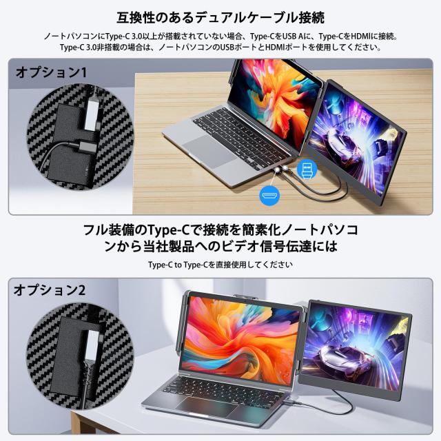Laptomo S3 14インチ デュアルディスプレイ ポータブルモニタ 2画面