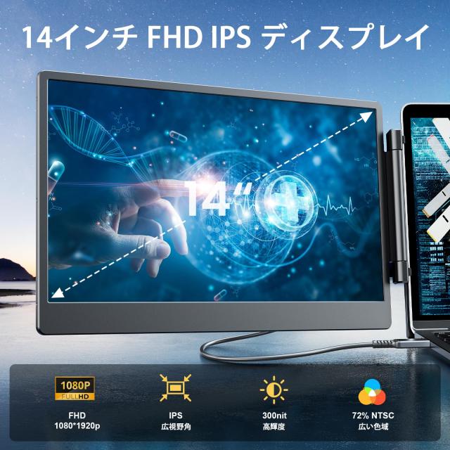 Laptomo S3 ノートパソコン デュアルモニター14インチ FHD 1080P