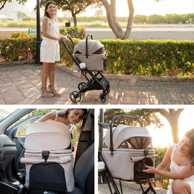 BEBEROAD PETS X2 ペットカート 猫 小型犬 バギー 折りたたみ 4輪 前輪