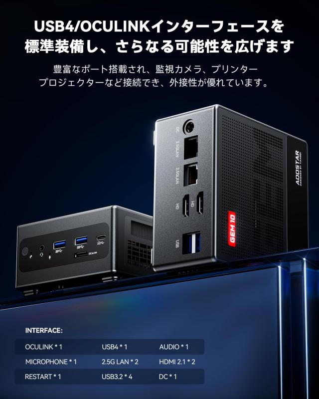 ミニPC AOOSTAR Ryzen7 7840HS 780M 32GB/512GB Amazon.co.jp: AOOSTAR ミニPC Ryzen7 7840HS+780M DDR5-5600MHz