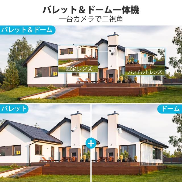 【2K・二重レンズ】 防犯カメラ 屋外 ソーラー 電池式 ワイヤレス 監視カメラ 自動追尾 2.4Ghz PTZ機能 電源不要 15600mAh 夜間カラー セ
