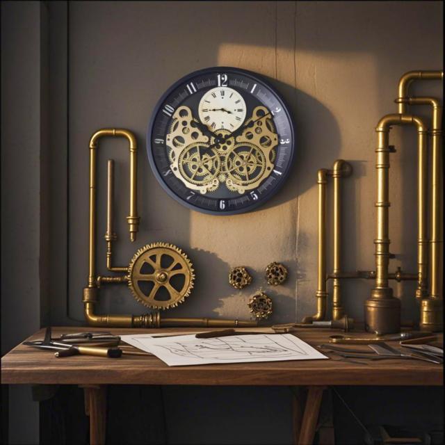 Hnycinj 45.7 cm オリジナル インダストリアルウォールクロック カチカチしない ヴィンテージ リアルムービングギア 電池式 アンティーク_3