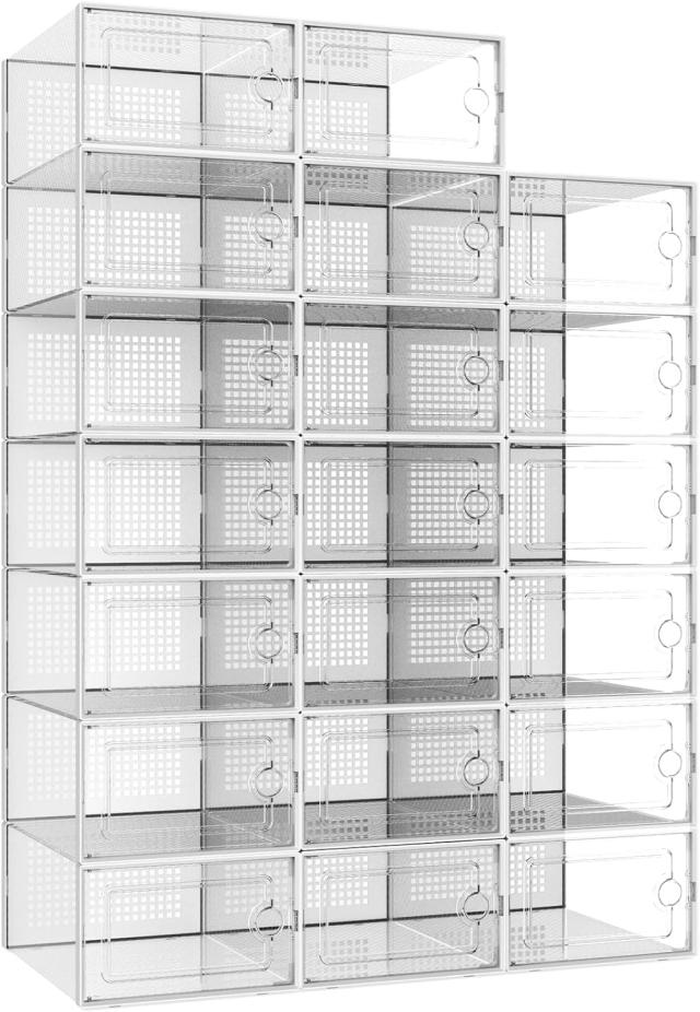 VIKELY 20つの靴箱 透明PPシューズケース 大容量シューズボックス UVカット 多層スイッチドア 積み重ね可能 スニーカー ストレージビン_5