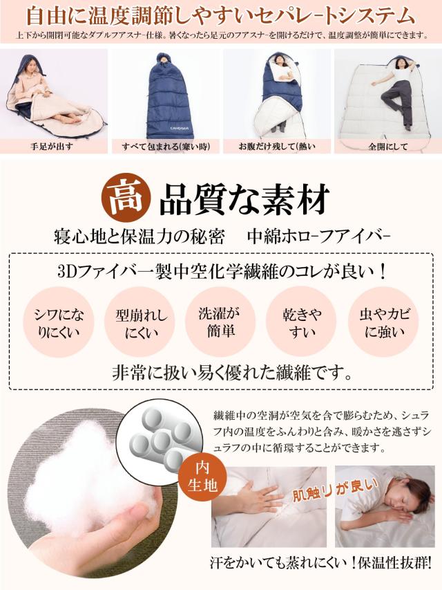 寝袋 冬用 CAMDOOR【30秒収納＆2個連結可】シュラフ 冬用 快適温度-15℃~20℃ 6in1多機能 230T防水 1.8kg 2.2kg 寝袋 オールシーズン 寝袋