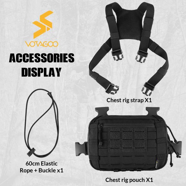 VOTAGOO GEAR] 軽量 MOLLEランニングバッグ、タクティカルチェスト