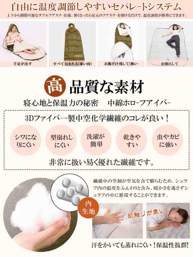 寝袋 冬用 CAMDOOR【30秒収納＆2個連結可】シュラフ 冬用 快適温度-15℃~20℃ 6in1多機能 230T防水 1.8kg 2.2kg 寝袋 オールシーズン 寝袋の通販は