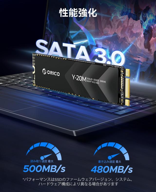 ORICO Y20M M.2 SATA SSD、512GB内蔵 SATA M.2 2280 SSD SATA III 6.0