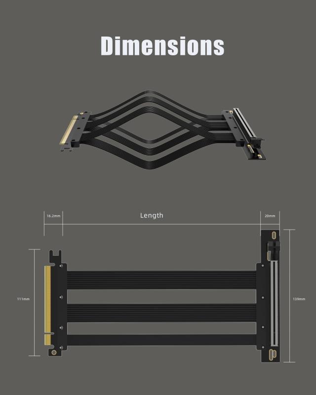 GLOTRENDS PCIe 5.0 X16 Riser Cable for PCIe 5.0/4.0 GPUs, Such as GeForce RTX 50/RTX 40 Series and AMD Radeon RX9000/RX7000 Seri_8