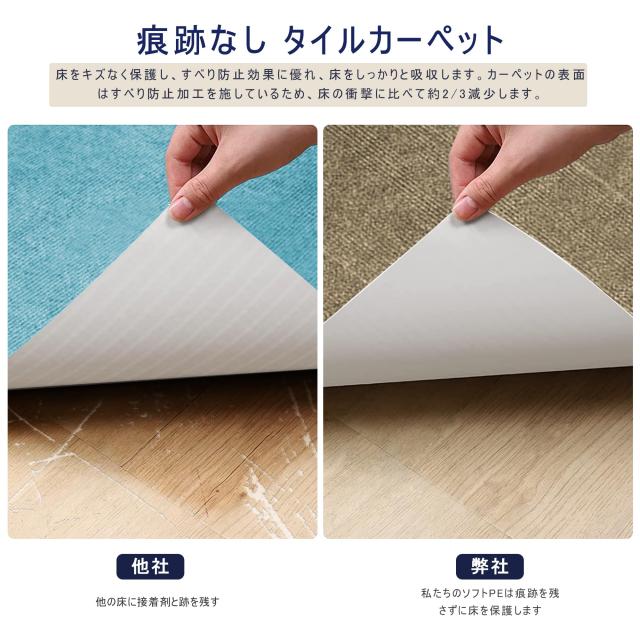 【Amazon 限定ブランド】ジョイント マット タイルカーペット HDMOD 【45x45cm 厚さ4mm】 20枚 吸着マット タイルマットズレない めくれ_2