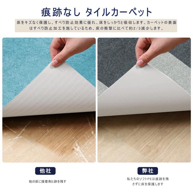 【Amazon 限定ブランド】ジョイント マット タイルカーペット HDMOD 【45x45cm 厚さ4mm】 40枚 吸着マット タイルマットズレない めくれ_2