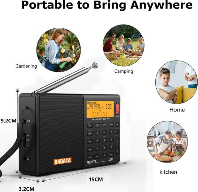 XHDATA D-808 ポータブルラジオ FM AM SW LW ワイドFM エアバンド SSB