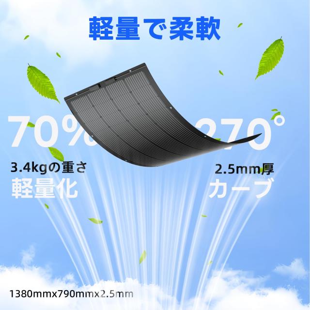 Sanraifu ソーラーパネル フレキシブル 200W 単結晶 ETFE フレキシブル