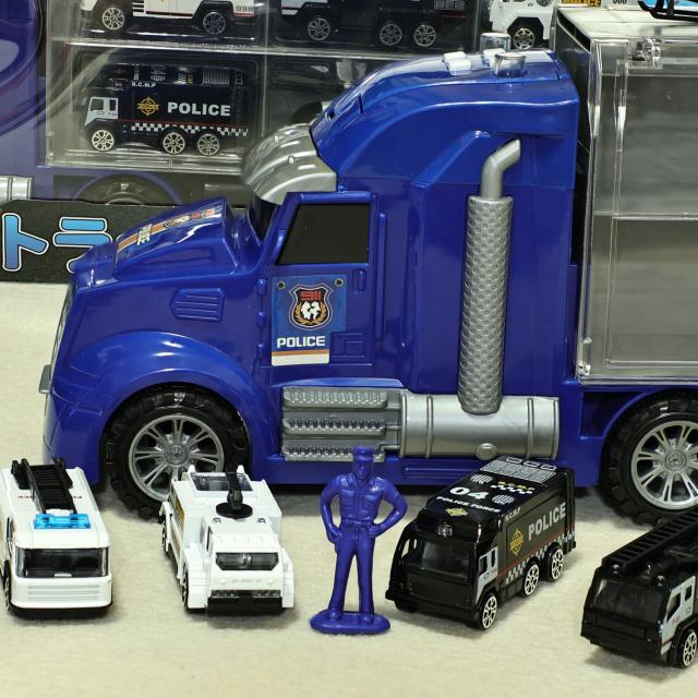 Carecoly トラック 警察車両セット ミニカーセット パトカー 大型収納
