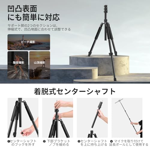 NEEWER ライトスタンド アルミ製 伸縮式 リバーシブル ポータブル 1.5