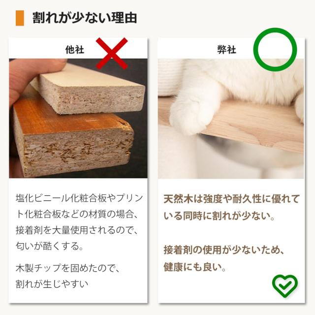 LULUCAT キャットタワー 木製 据え置き 無垢材 ラバーウッド 大型猫 天然木 宇宙船 クリアボウル 爪とぎ コットン紐 麻紐 安定性バツグン_4