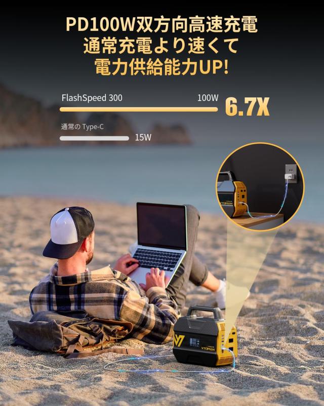 VTOMAN FlashSpeed 300 ポータブル電源 小型 230Wh 大容量 軽量 リン酸