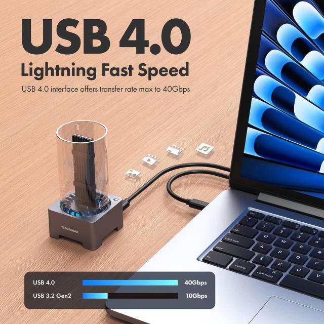 GRAUGEAR 40Gbps M.2 NVMe SSDエンクロージャ M.2 SSD外付けケース USB4ケース 外付けSSDケース 冷却ファン付き UASPトリムサポート Thun_2