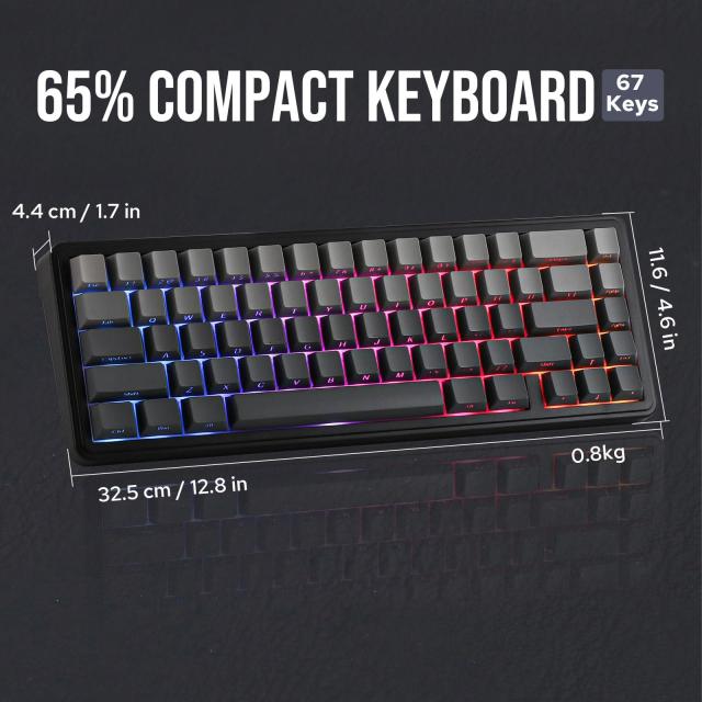 EPOMAKER x AULA F65 65%ワイヤレスメカニカルキーボード ホットスワップ対応ガスケットカスタムゲーミングキーボード 5層パッド RGBバッ_6