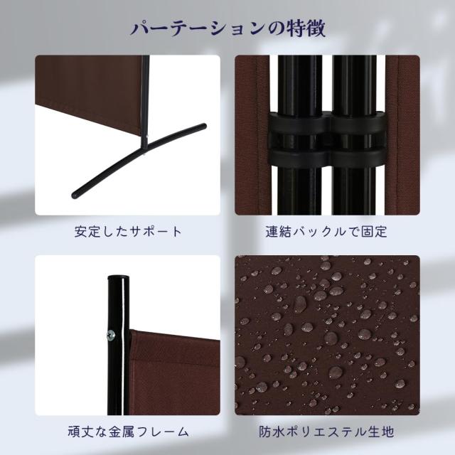 KELIXU パーテーション 間仕切り 3連 自立式 衝立 カバーストリップ付き 高さ1.8m×幅2.6m 布タイプ 折りたたみ 仕切りパネル 軽量 クロ_2