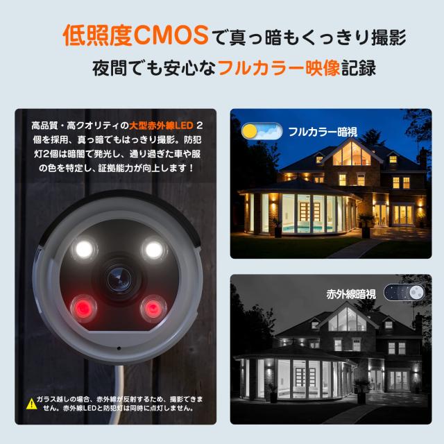 最新500万画素】 防犯カメラ 屋外 POE給電 3K 12型防犯モニター 3テラ