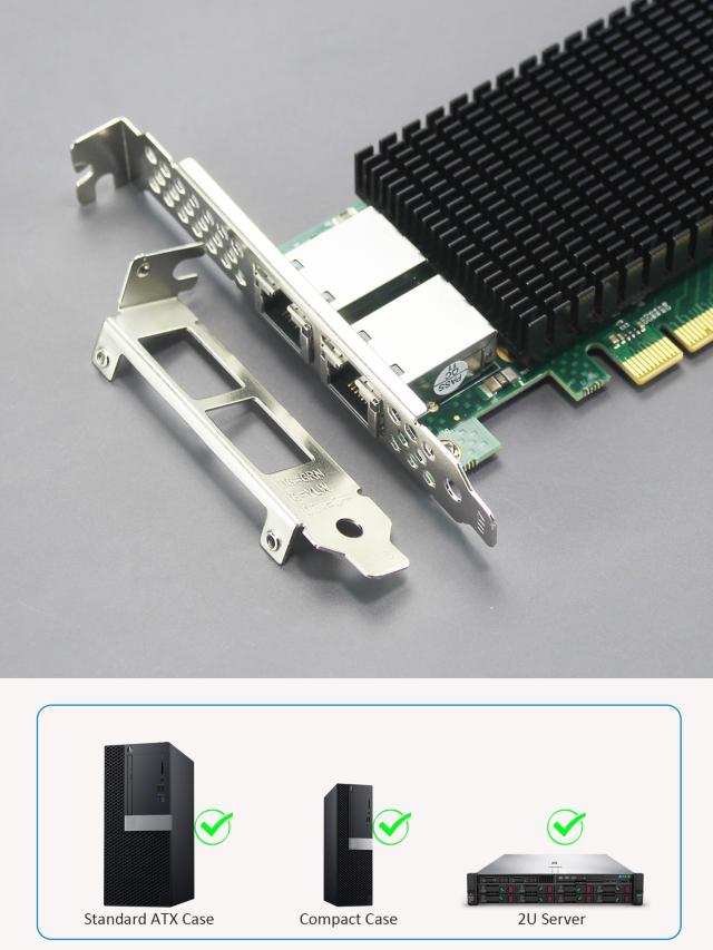 GLOTRENDS ST7318 2ポート 10Gb PCI-E LANカード、RJ45ポート、PCIe 2.1 X8インターフェイス、Intel X540-AT2チップ搭載、Windows Server_4