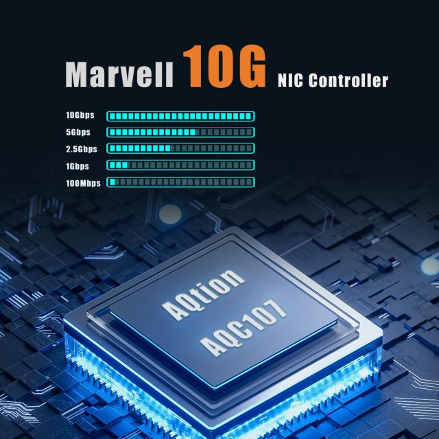 GLOTRENDS ST7357 10Gb RJ45 LAN カード、Marvell AQtion AQC107 コントローラ、PCIE 3.0 X4 インターフェース、MAC OS/Windows/Linux/ES_3