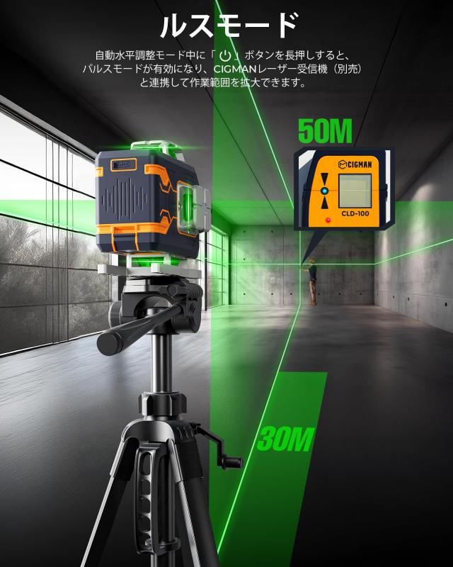 CIGMAN 4D レーザー墨出し器 リモコン＆アプリ対応 LCD